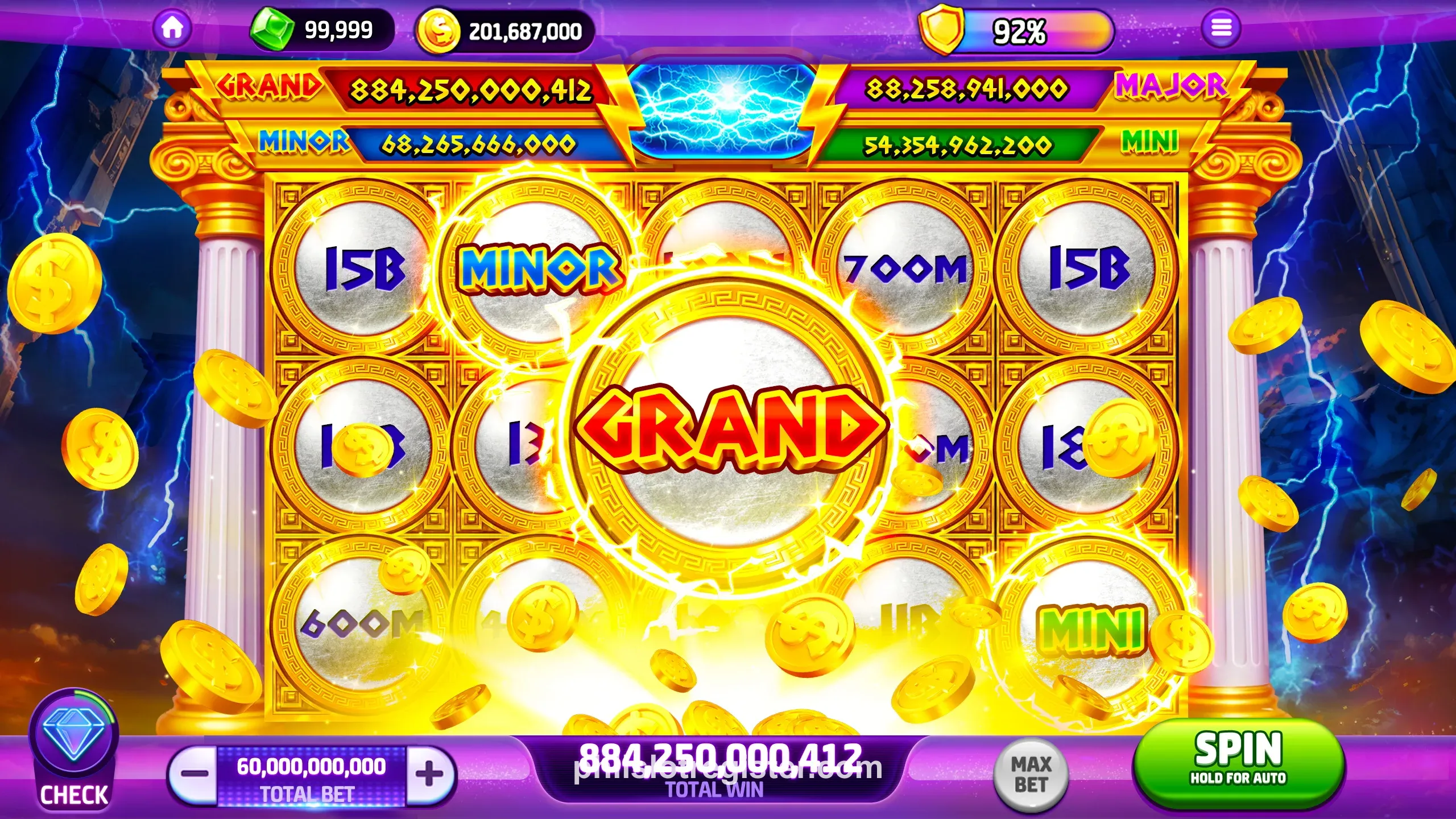 Philslot Game Selection Screen